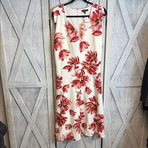 Lane Bryant 28w Red Floral Midi Dress